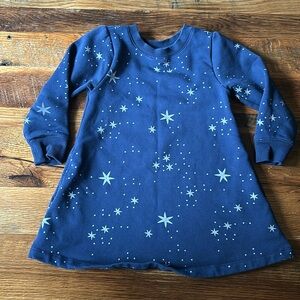 Hanna Andersson blue navy Starry Silver Sweatshirt Girls Dress 3T